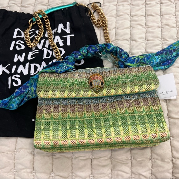 Kurt Geiger Handbags - Kurt Geiger Woven Green and Blue Shoulder Bag